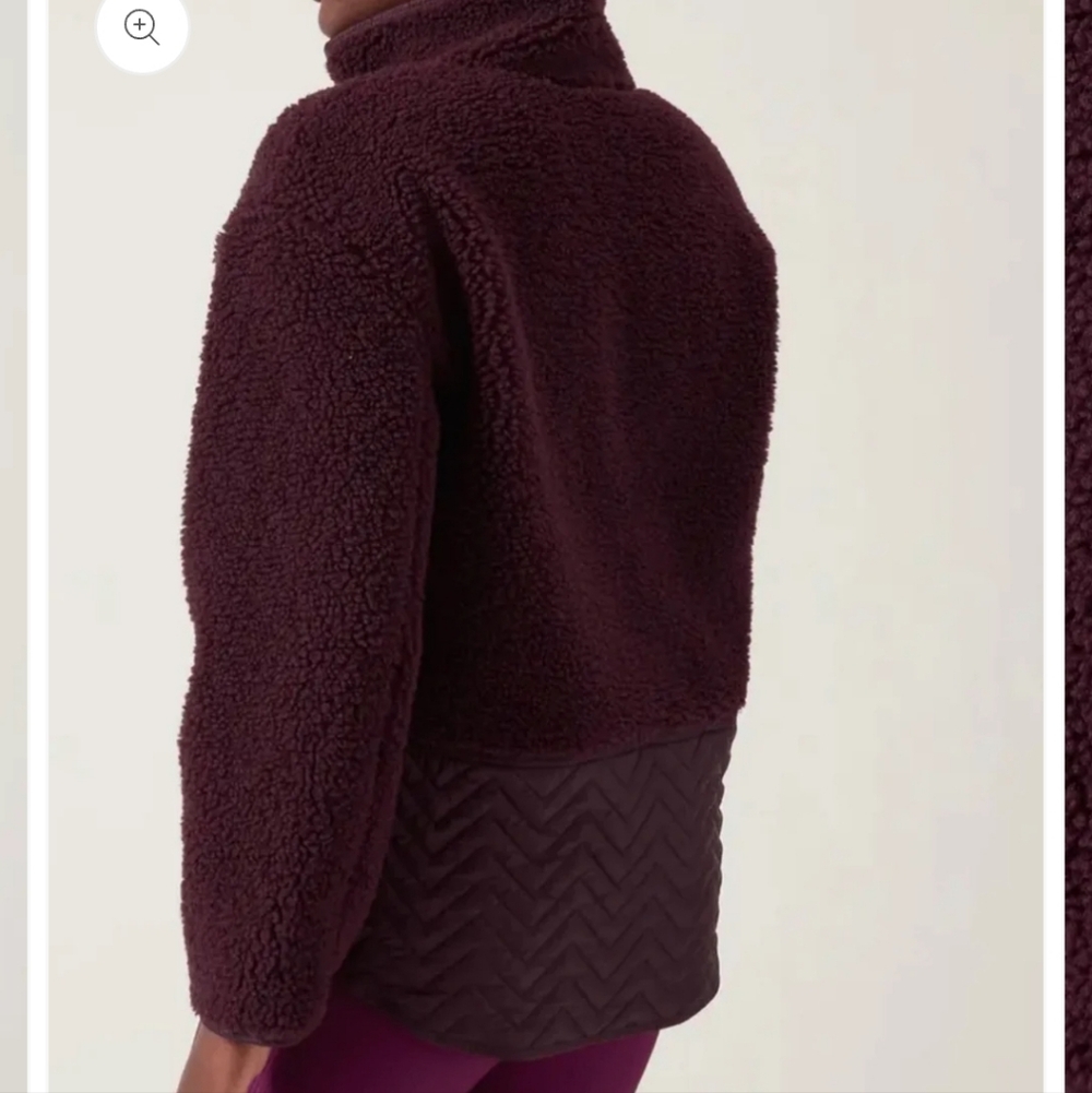 NWOT Athleta Burgundy Fleece Pullover - Picture 2 of 12